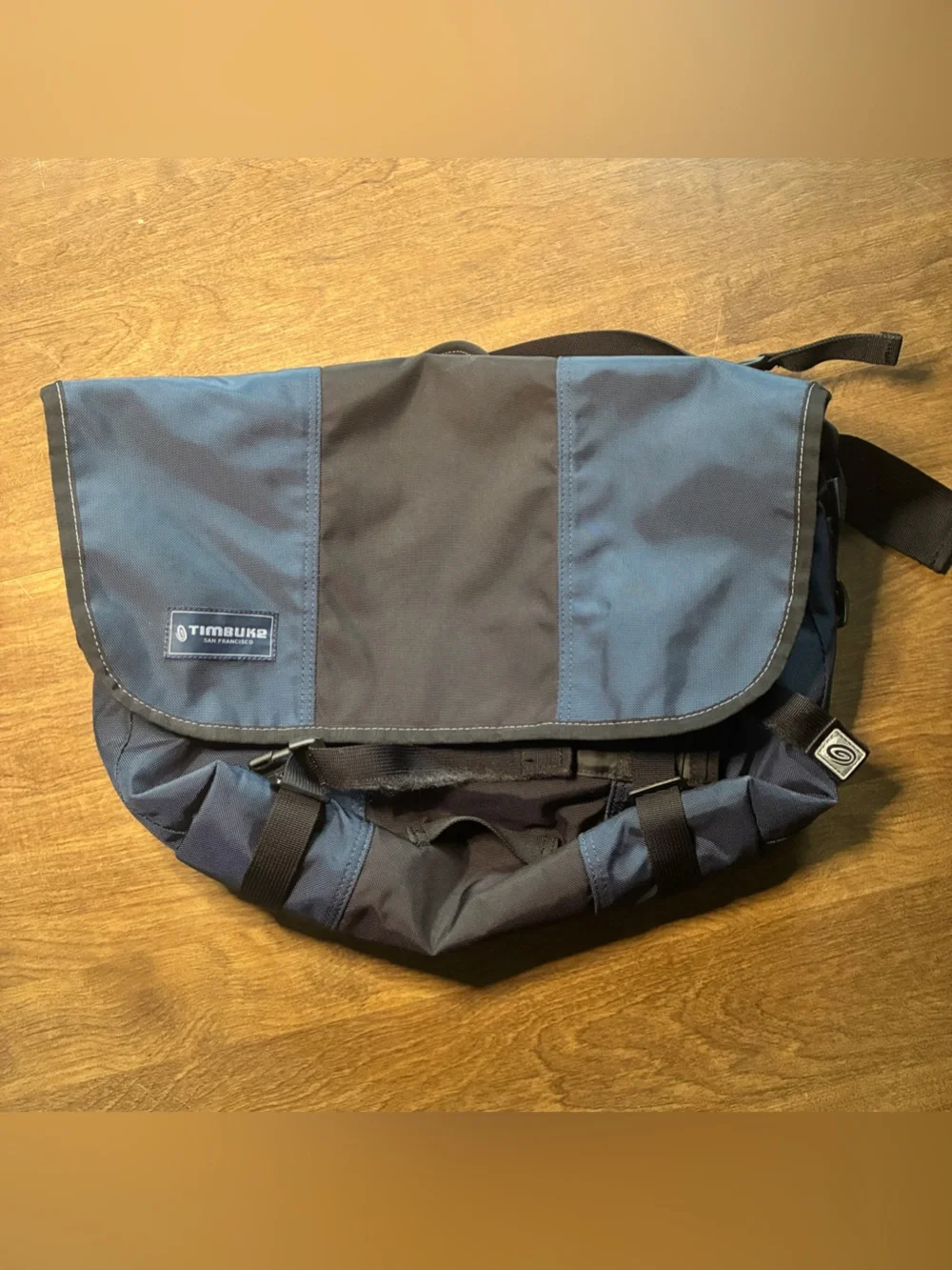 TIMBUK2 Classic Messenger Canvas Bag LARGE BLACK & BLUE